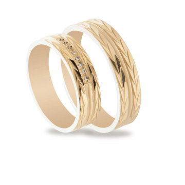 Βέρες Σετ Χρυσές με Σχέδια και Ζιργκόν MASCHIO FEMMINA TMF-83 - themelidisjewels